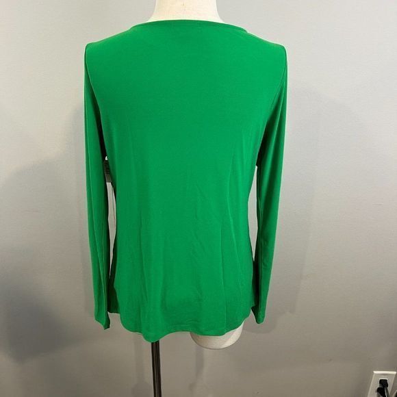 NWT HALOGEN Green Jolly Scoop Neck Twist Long‎ Sleeve Blouse (M) - Picture 5 of 8